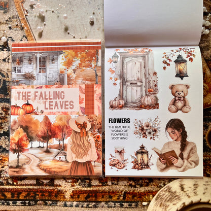 20 Sheets The Falling Leaves in Autumn Sticker Book for Journaling