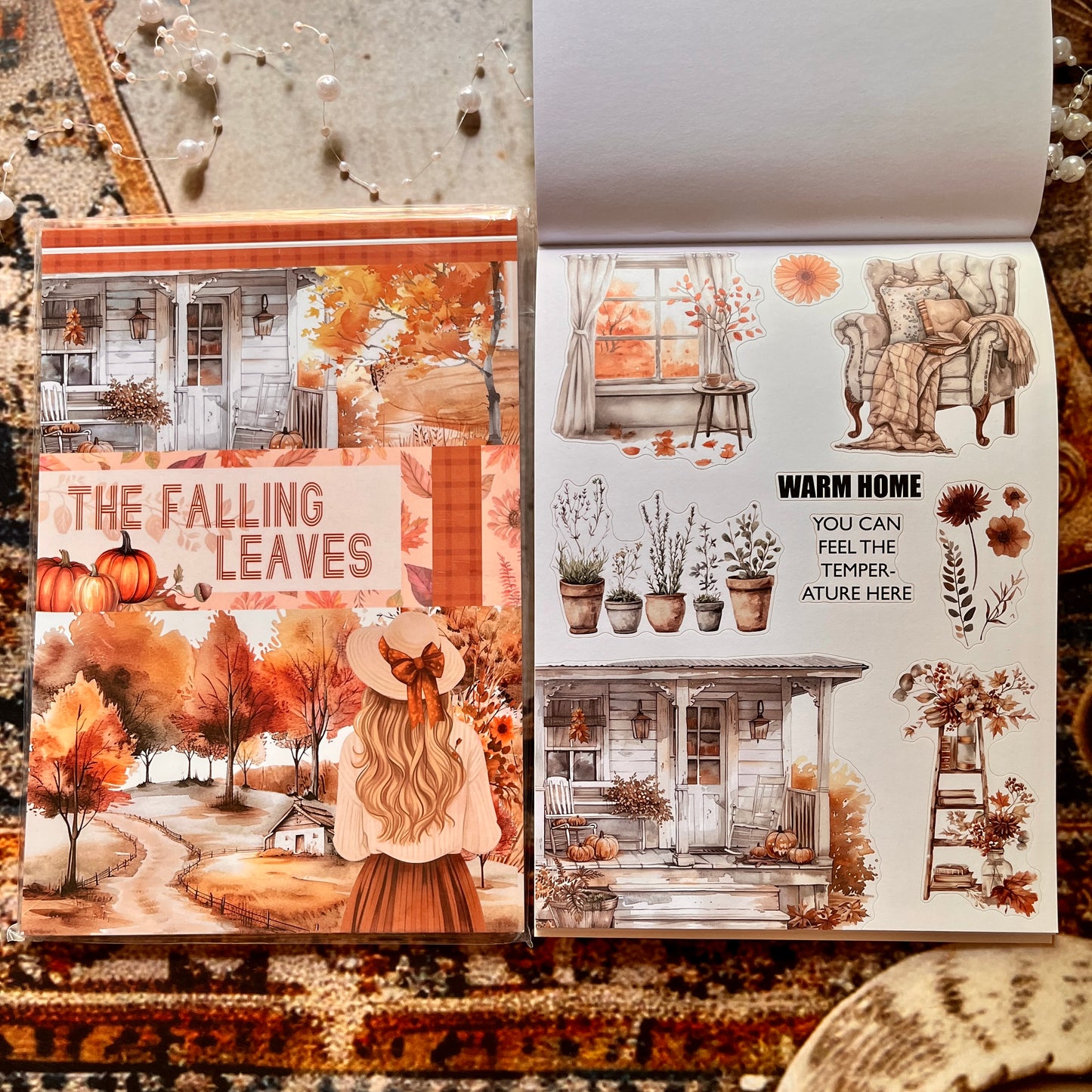 20 Sheets The Falling Leaves in Autumn Sticker Book for Journaling