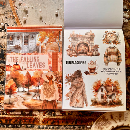 20 Sheets The Falling Leaves in Autumn Sticker Book for Journaling