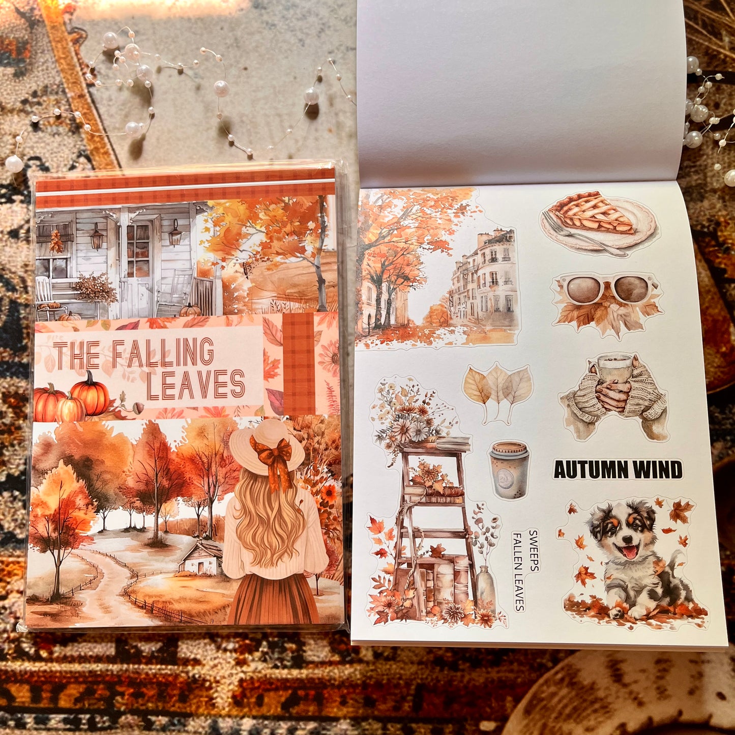 20 Sheets The Falling Leaves in Autumn Sticker Book for Journaling