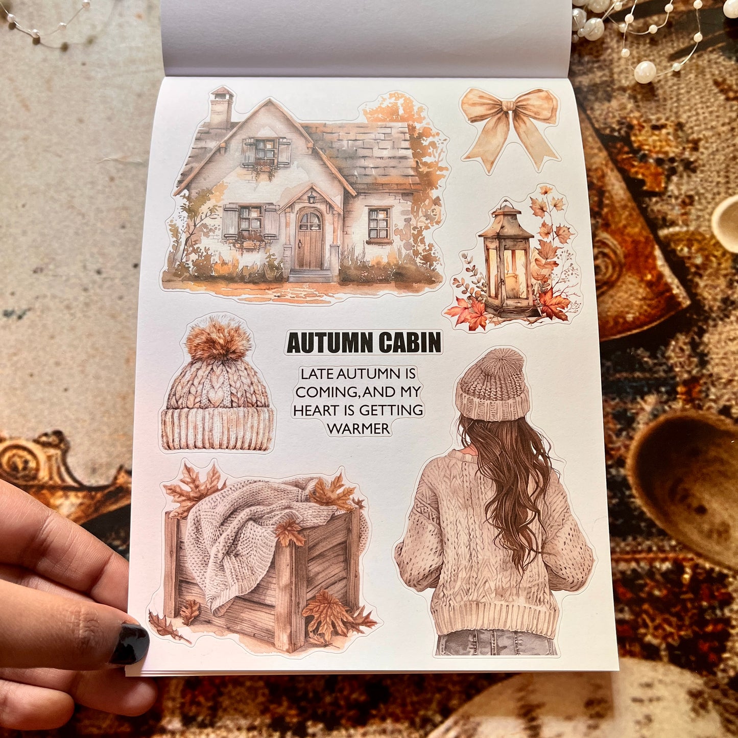 20 Sheets The Falling Leaves in Autumn Sticker Book for Journaling