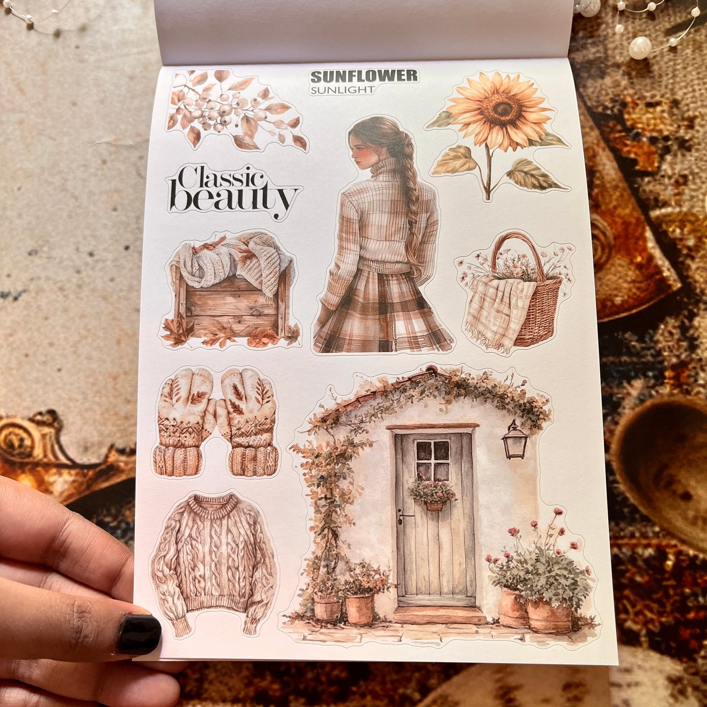 20 Sheets The Falling Leaves in Autumn Sticker Book for Journaling