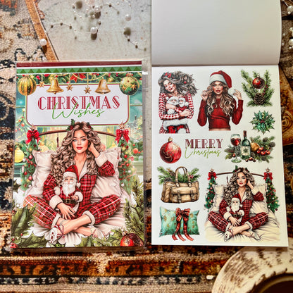 20 Sheets Christmas Wishes Celebration Sticker Book for journaling