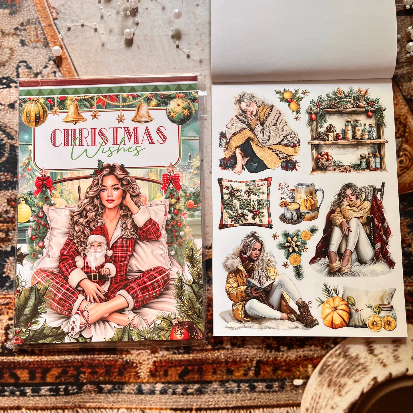 20 Sheets Christmas Wishes Celebration Sticker Book for journaling