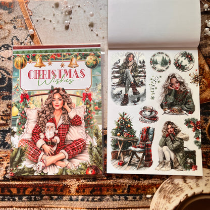 20 Sheets Christmas Wishes Celebration Sticker Book for journaling