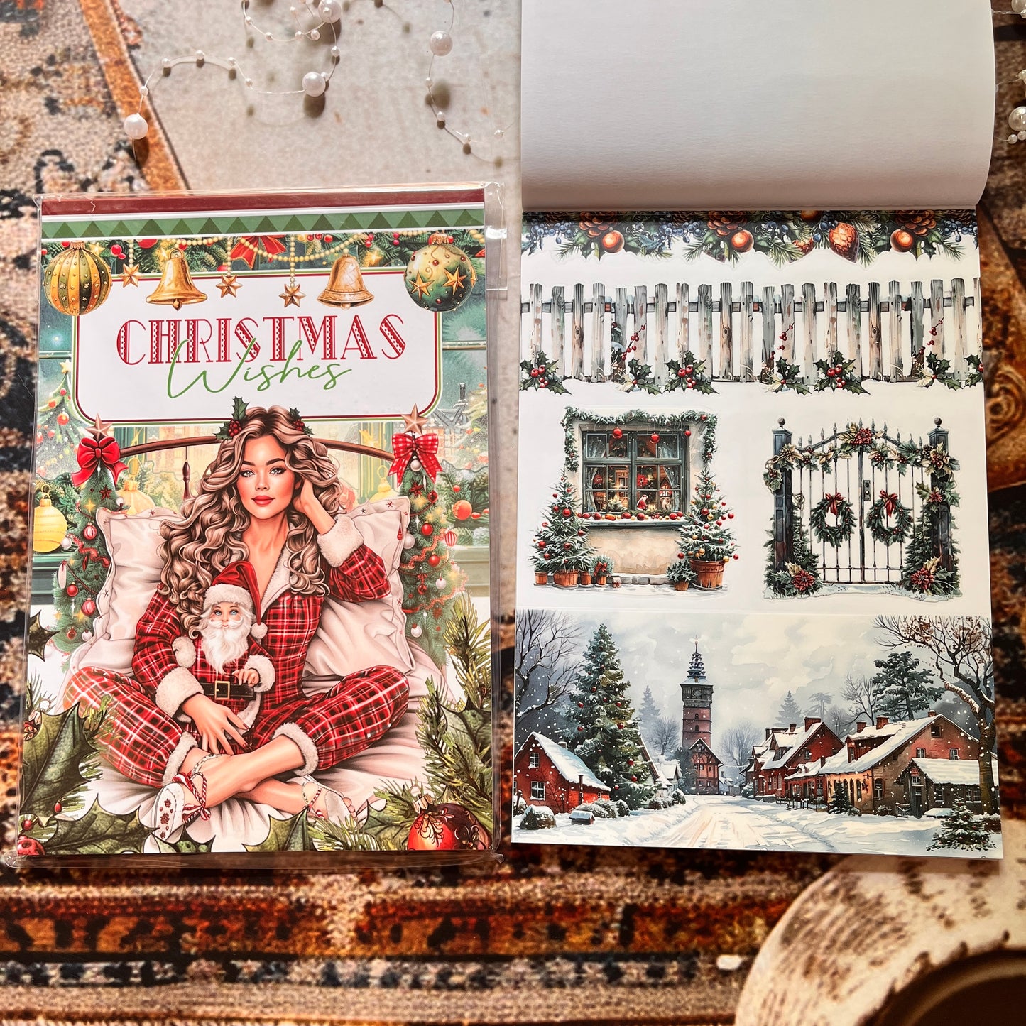 20 Sheets Christmas Wishes Celebration Sticker Book for journaling