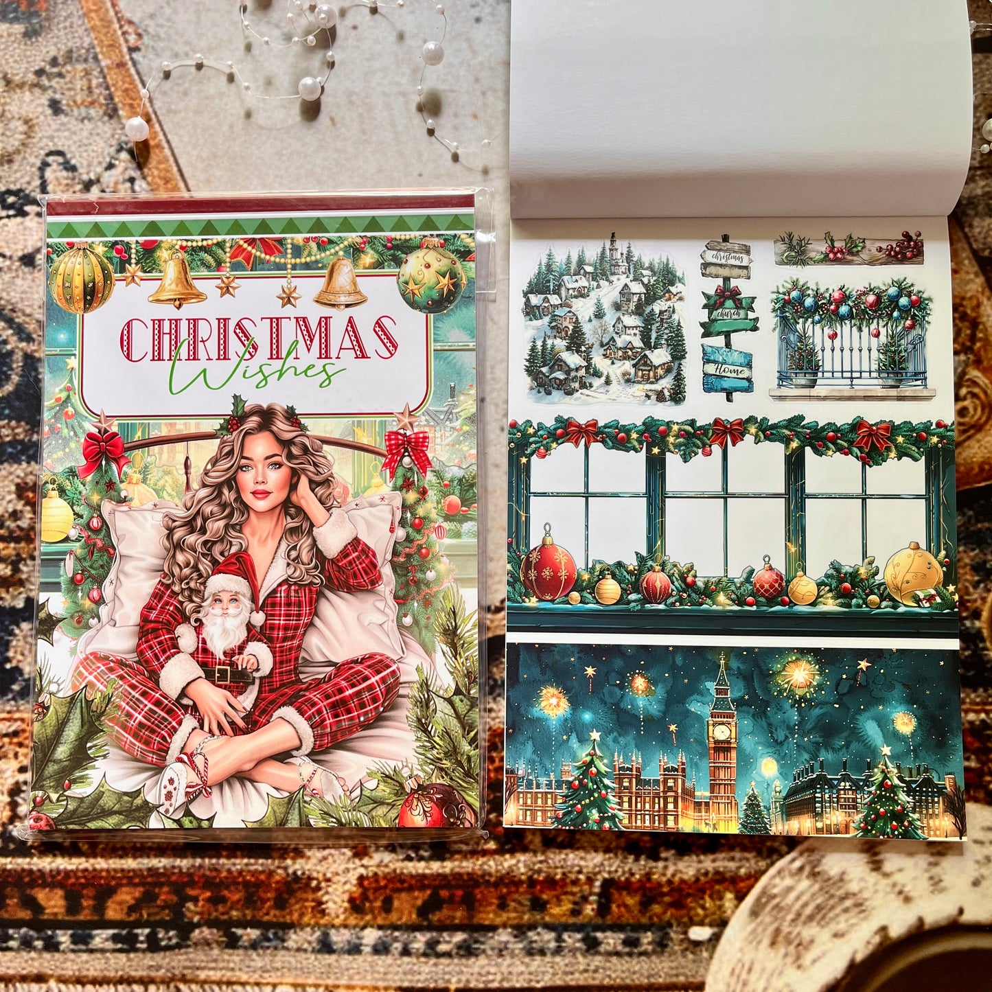 20 Sheets Christmas Wishes Celebration Sticker Book for journaling