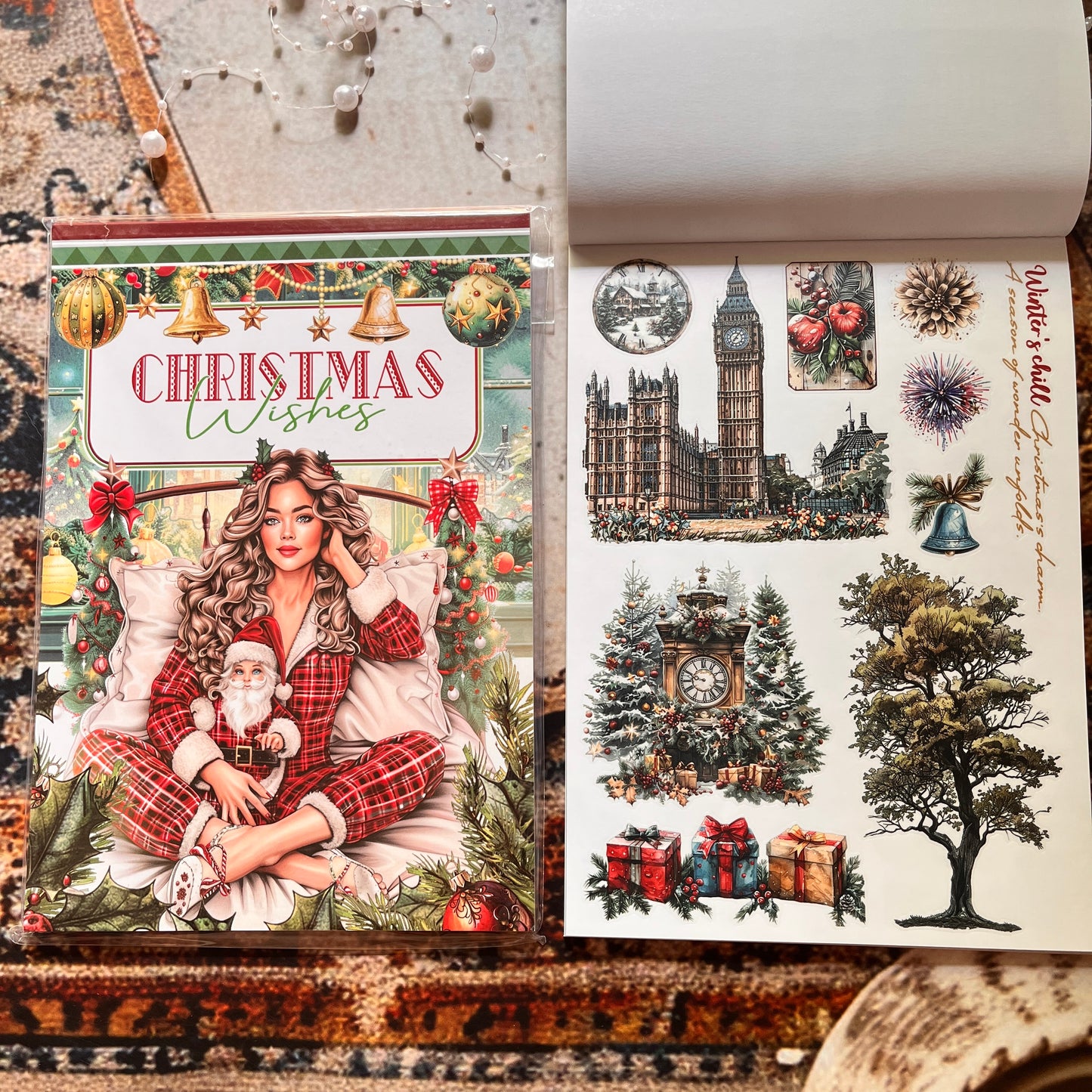 20 Sheets Christmas Wishes Celebration Sticker Book for journaling