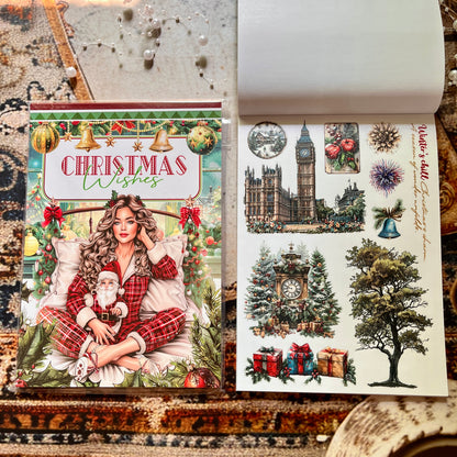 20 Sheets Christmas Wishes Celebration Sticker Book for journaling