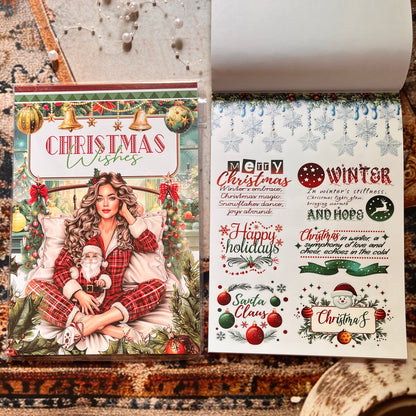 20 Sheets Christmas Wishes Celebration Sticker Book for journaling
