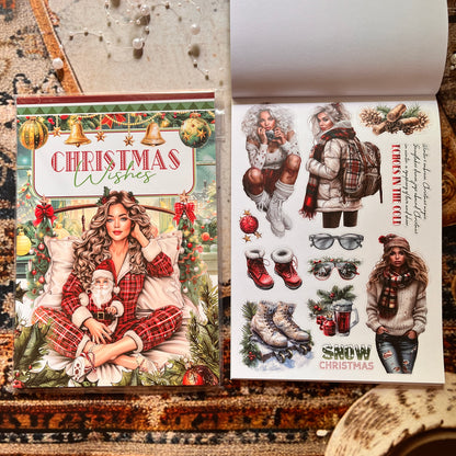 20 Sheets Christmas Wishes Celebration Sticker Book for journaling