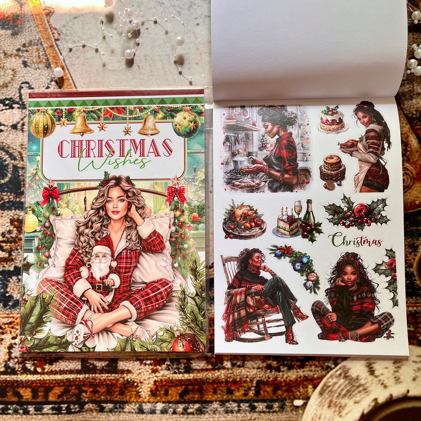 20 Sheets Christmas Wishes Celebration Sticker Book for journaling