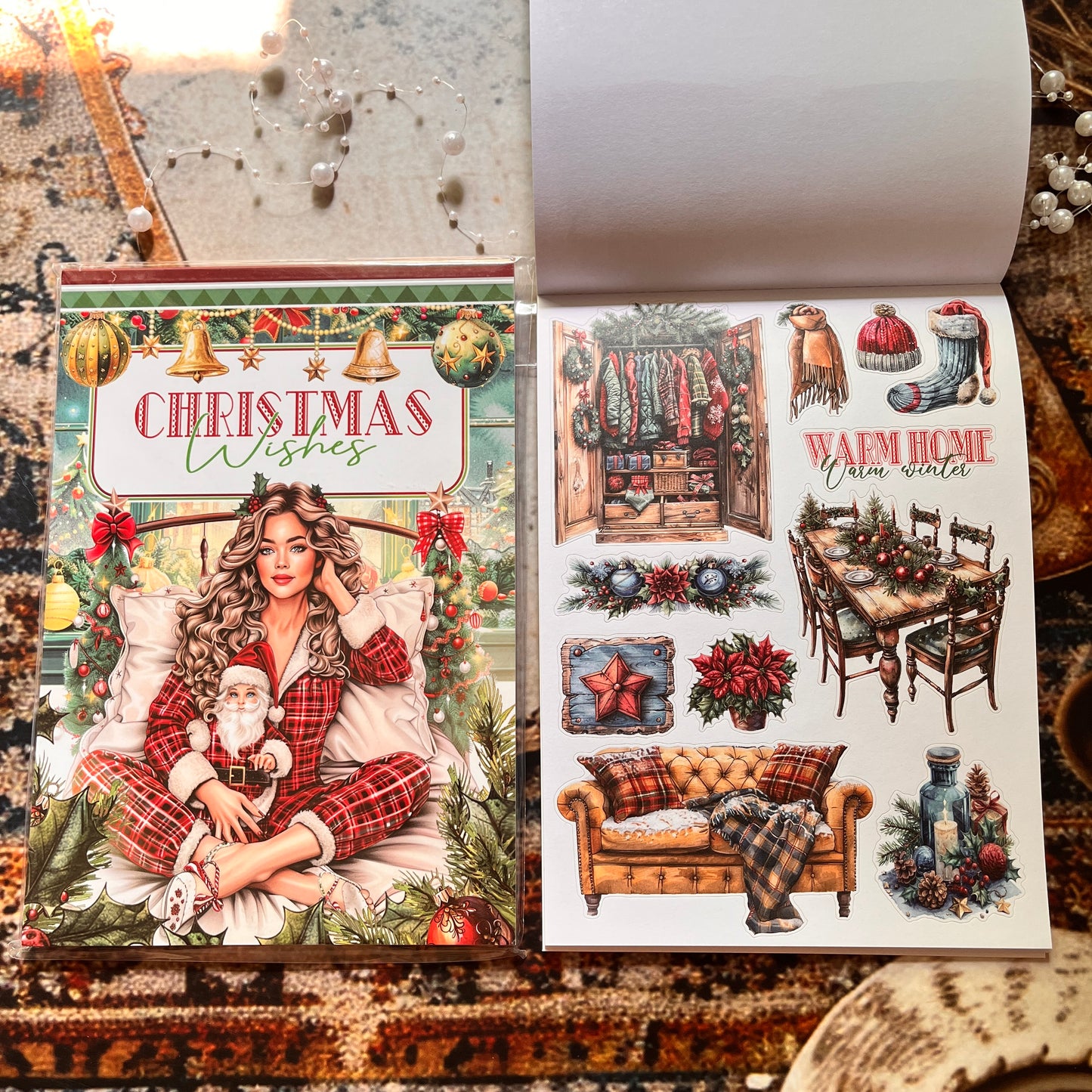 20 Sheets Christmas Wishes Celebration Sticker Book for journaling