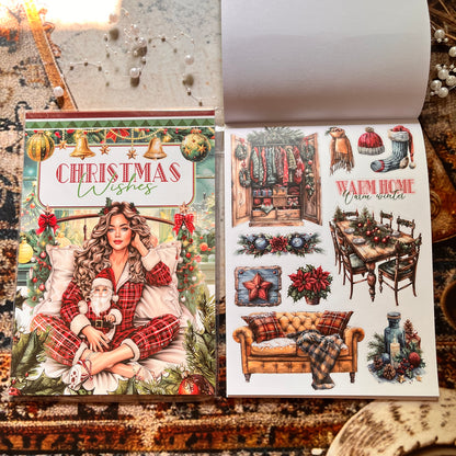 20 Sheets Christmas Wishes Celebration Sticker Book for journaling