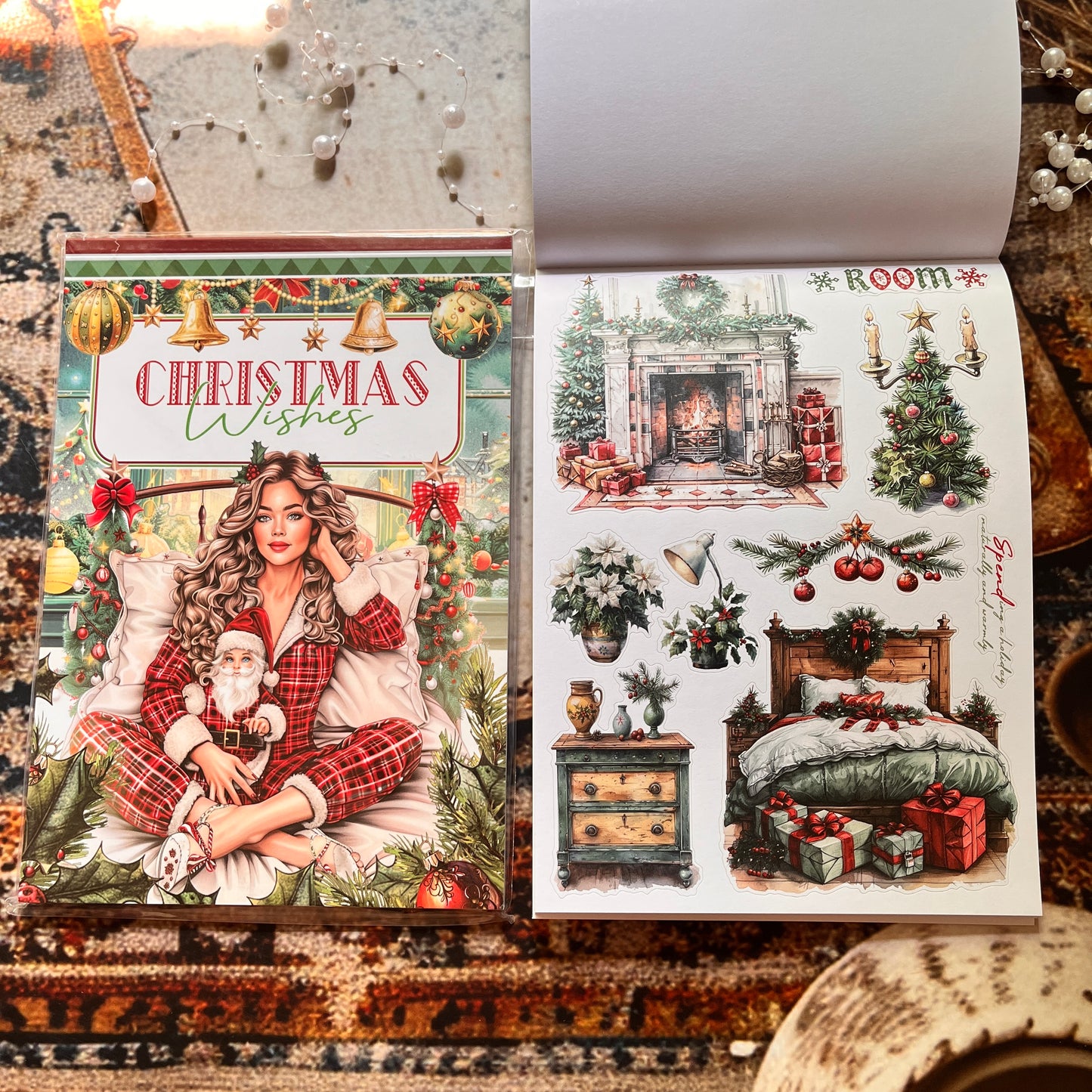 20 Sheets Christmas Wishes Celebration Sticker Book for journaling