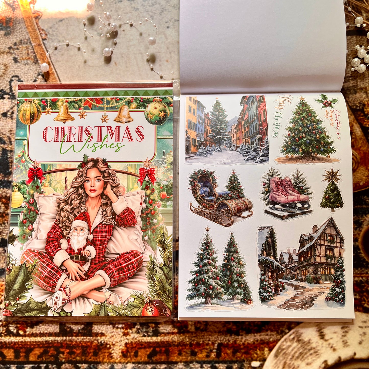 20 Sheets Christmas Wishes Celebration Sticker Book for journaling