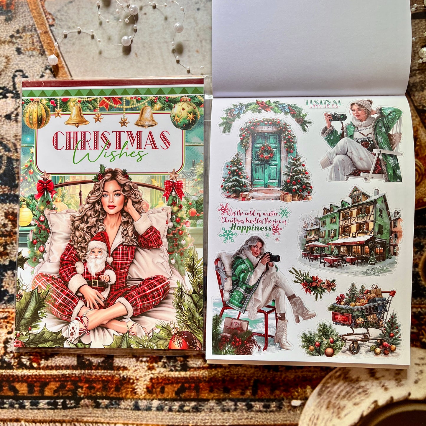 20 Sheets Christmas Wishes Celebration Sticker Book for journaling