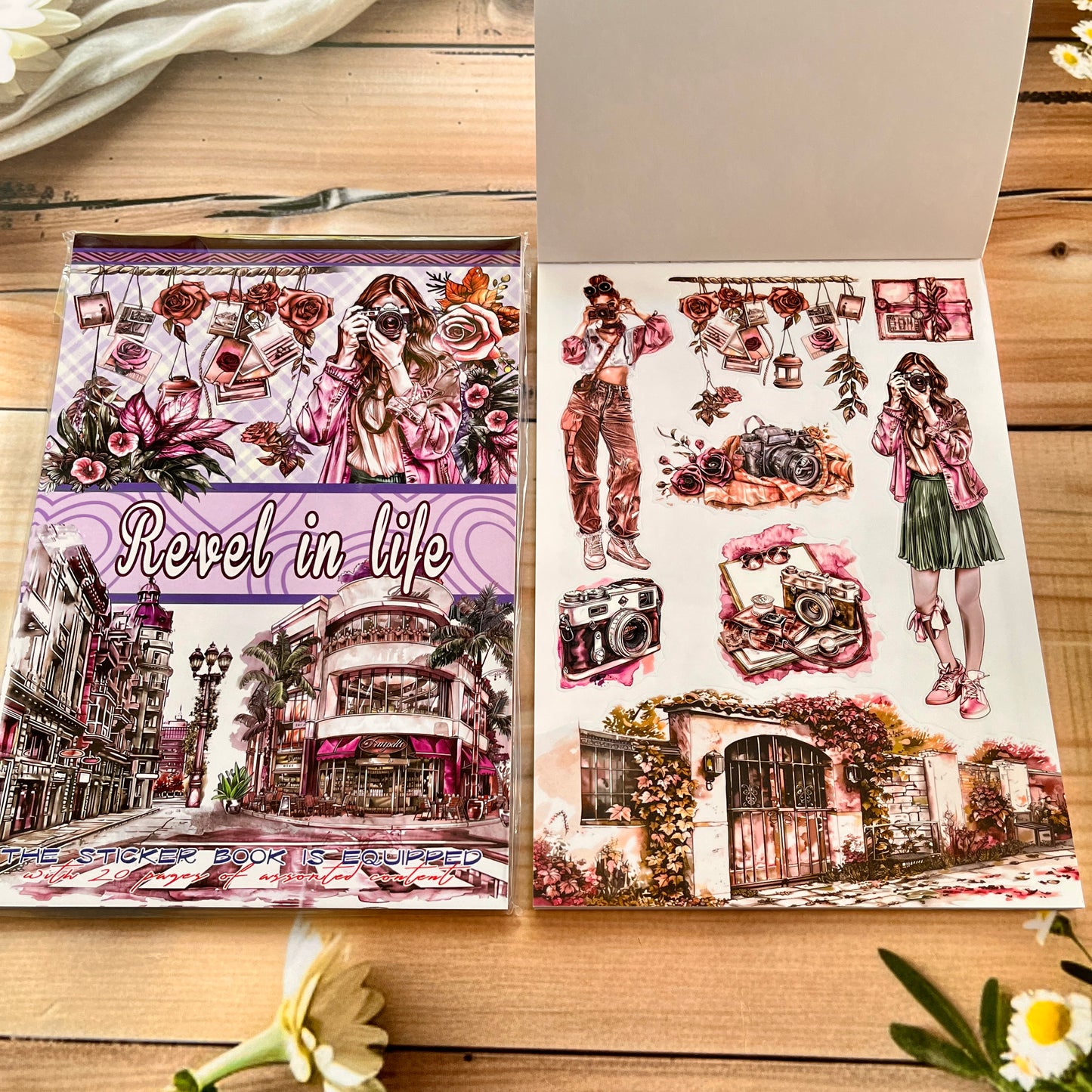 20 Sheets Vintage Magic Character Flower Fairy Tale Landscaping Sticker Book