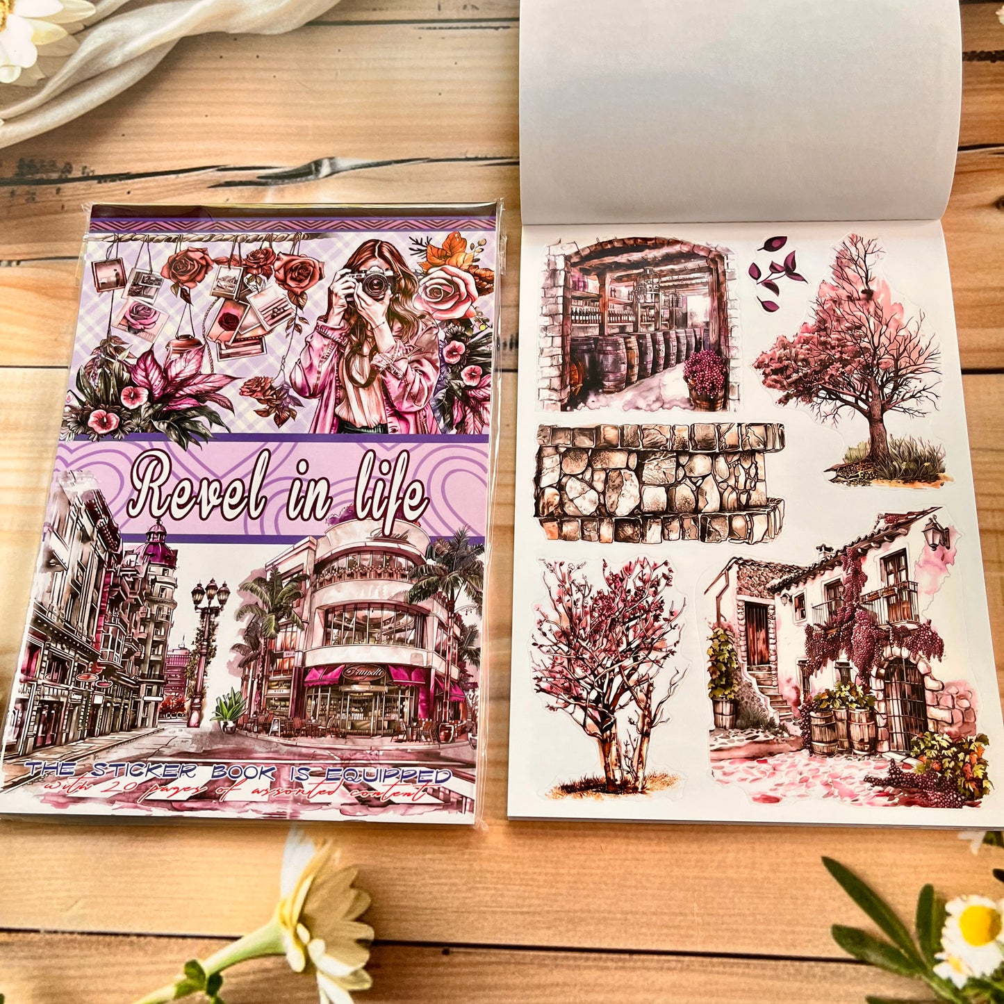 20 Sheets Vintage Magic Character Flower Fairy Tale Landscaping Sticker Book