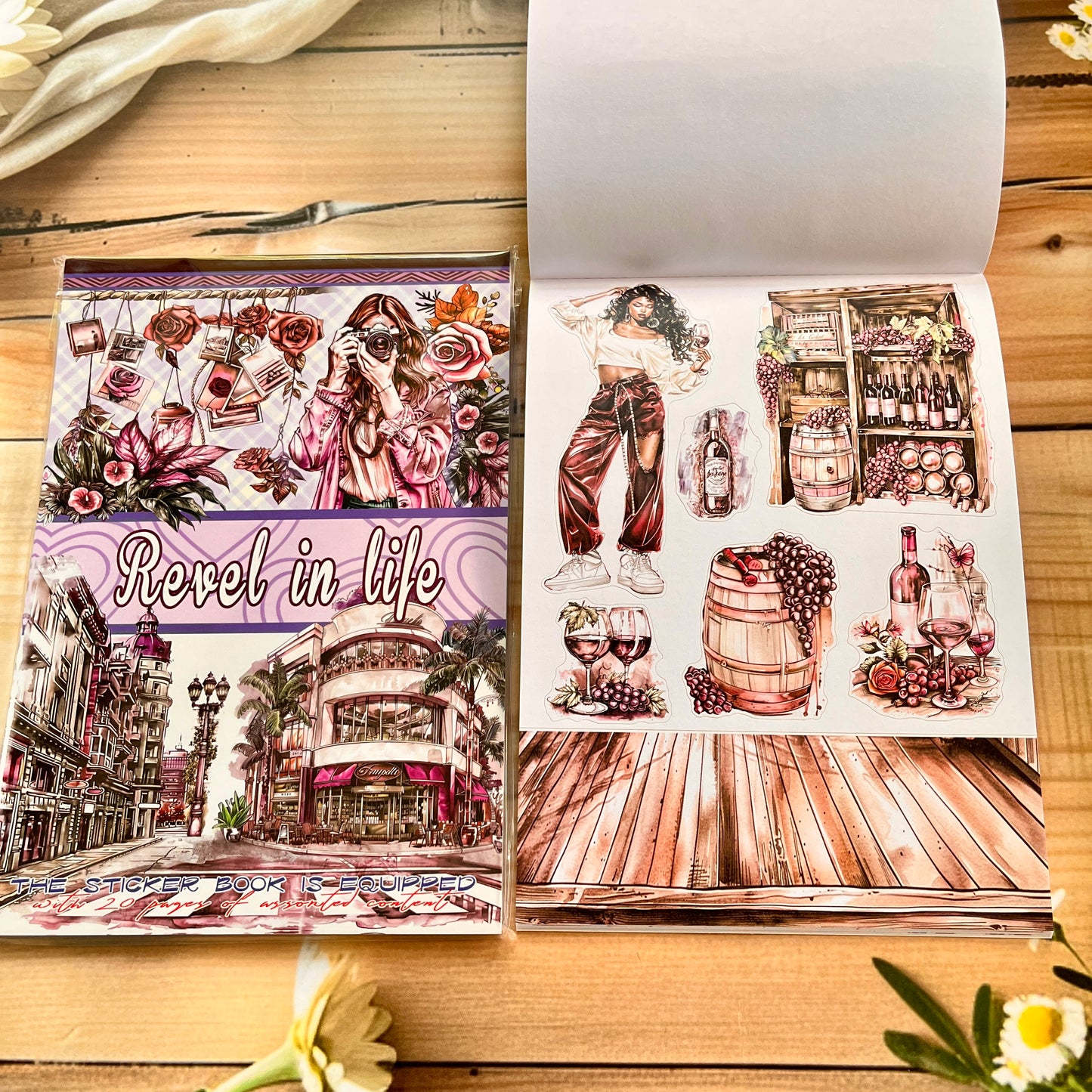 20 Sheets Vintage Magic Character Flower Fairy Tale Landscaping Sticker Book