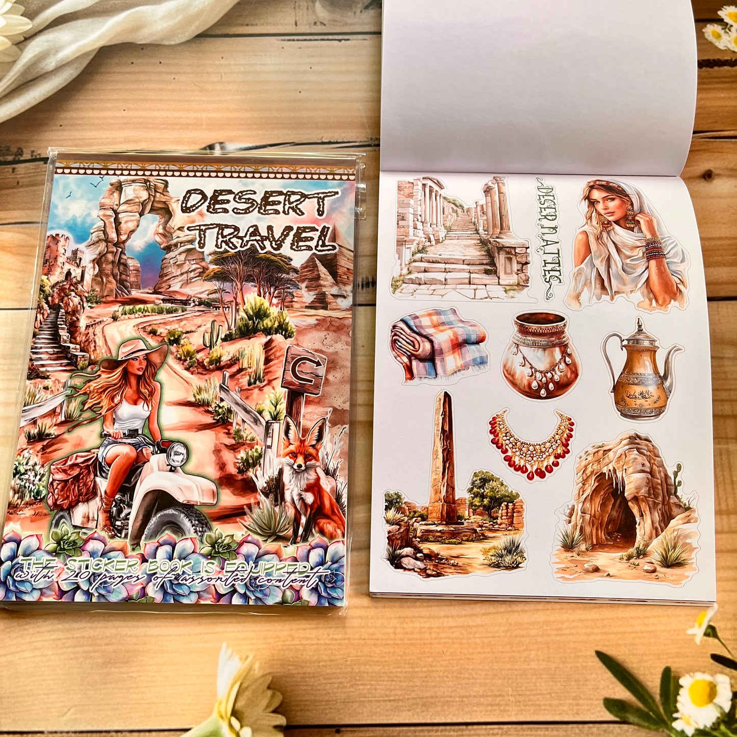 20 Sheets Vintage Magic Character Flower Fairy Tale Landscaping Sticker Book
