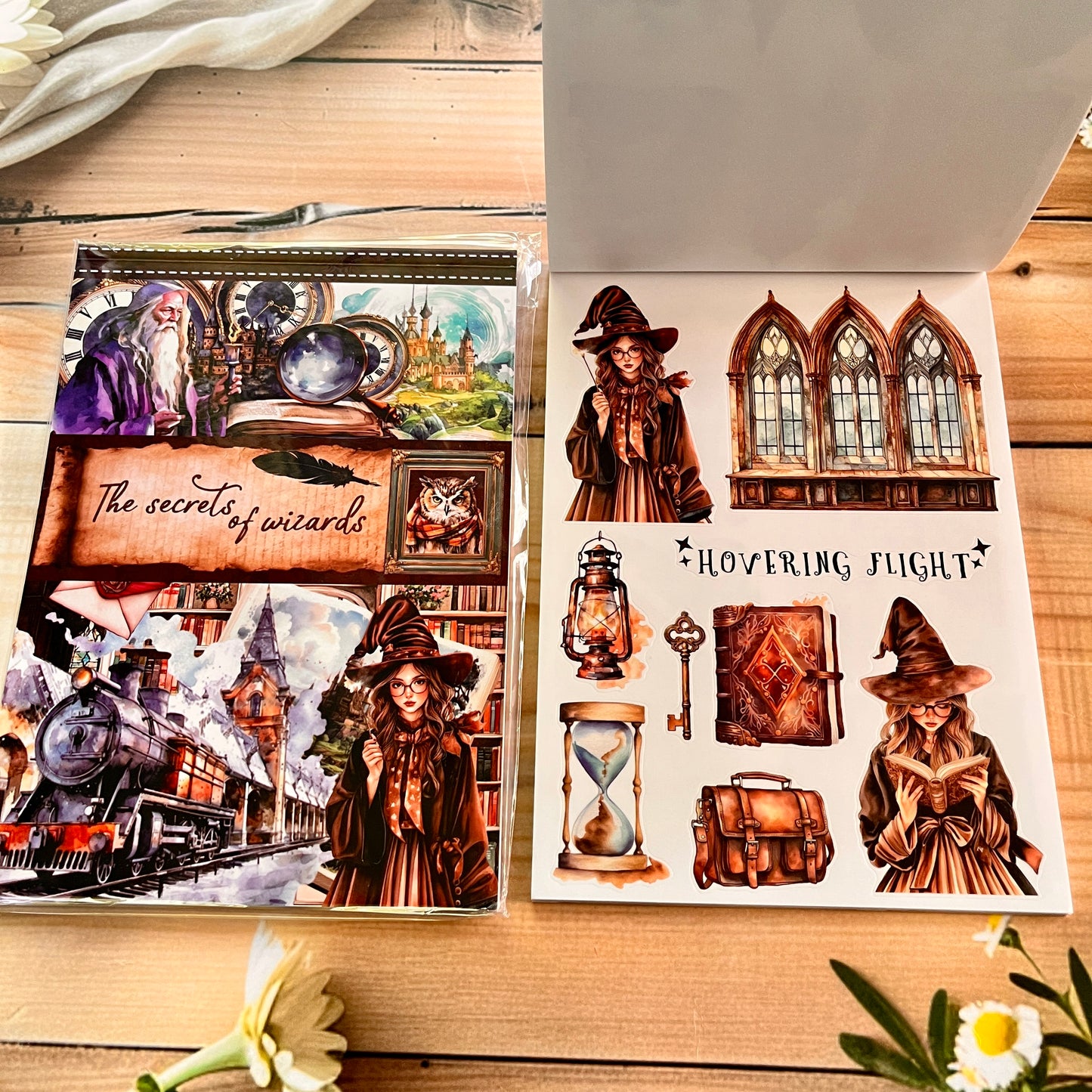 20 Sheets Vintage Magic Character Flower Fairy Tale Landscaping Sticker Book