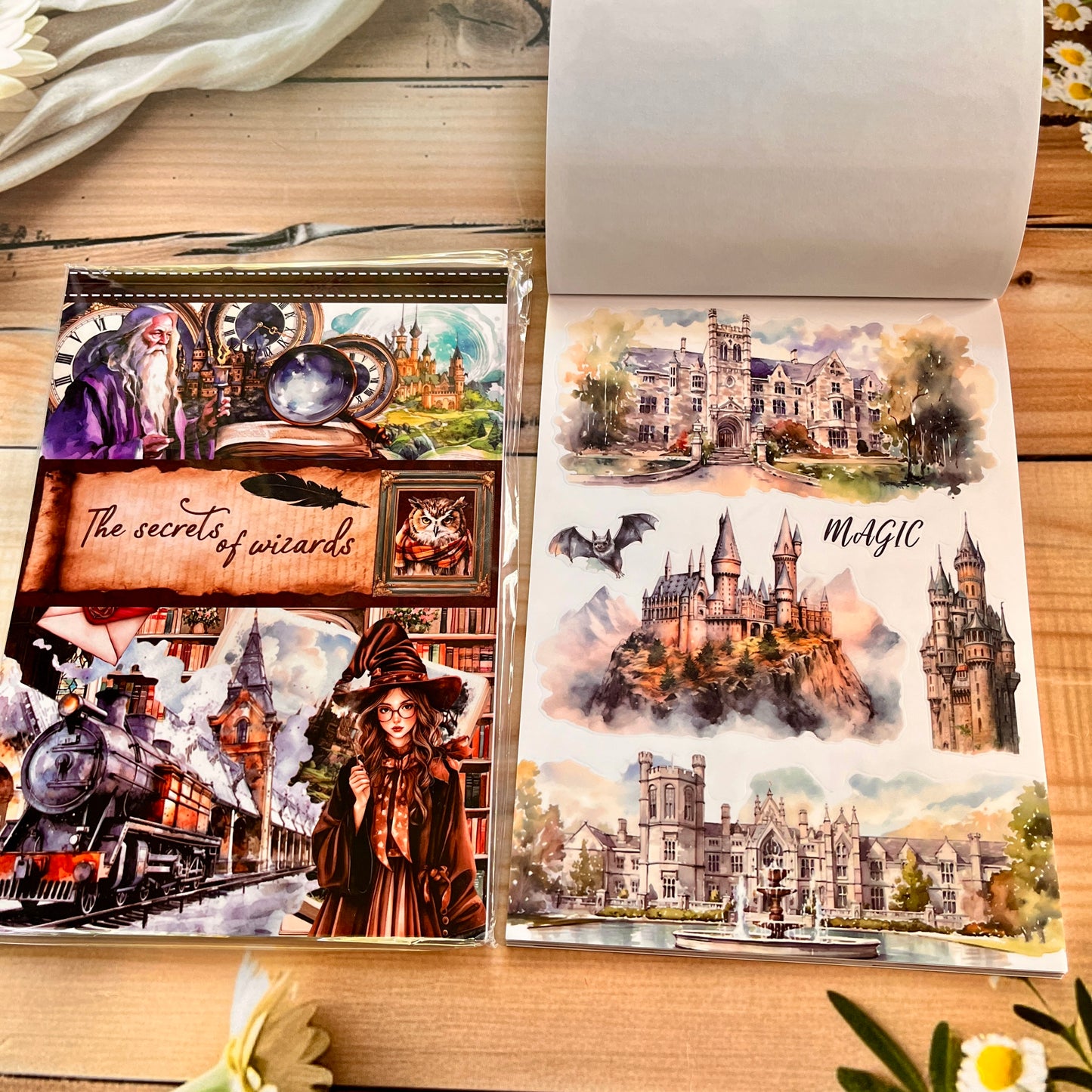 20 Sheets Vintage Magic Character Flower Fairy Tale Landscaping Sticker Book
