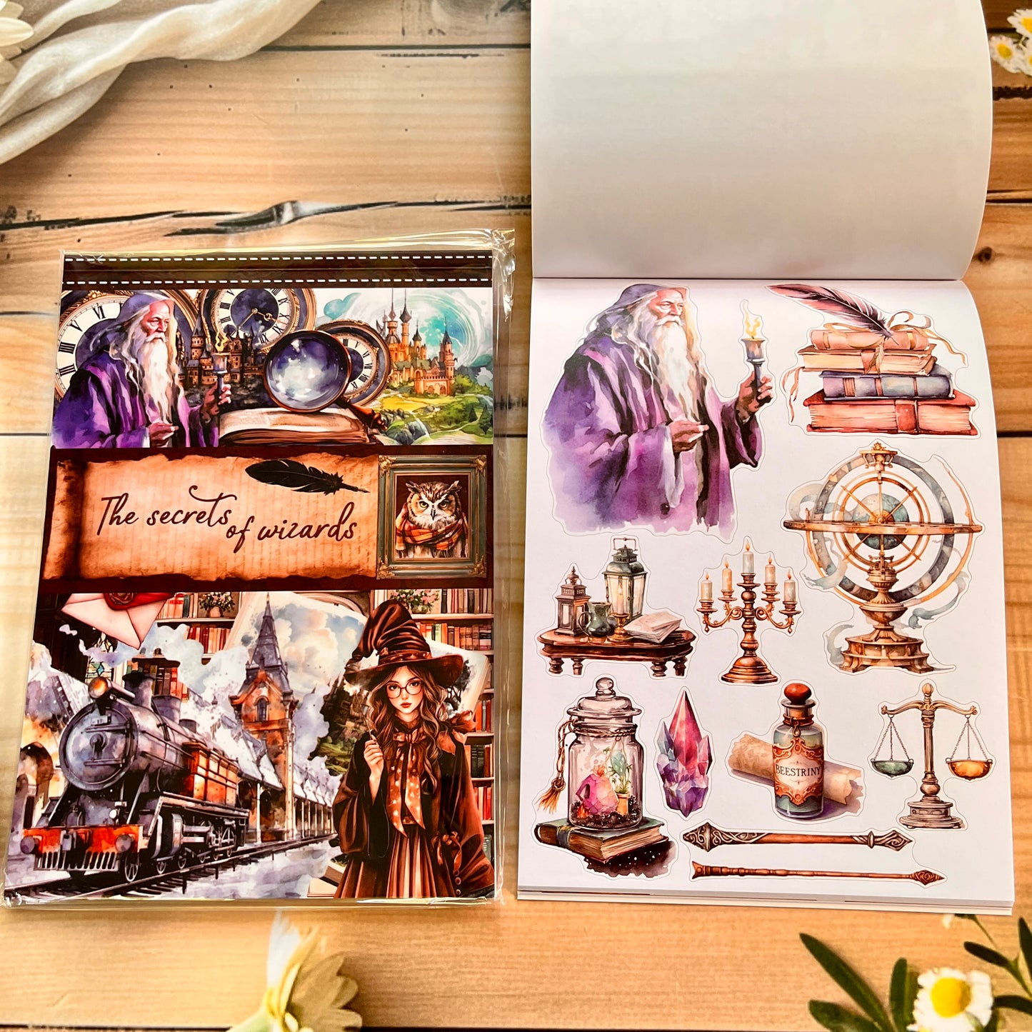 20 Sheets Vintage Magic Character Flower Fairy Tale Landscaping Sticker Book