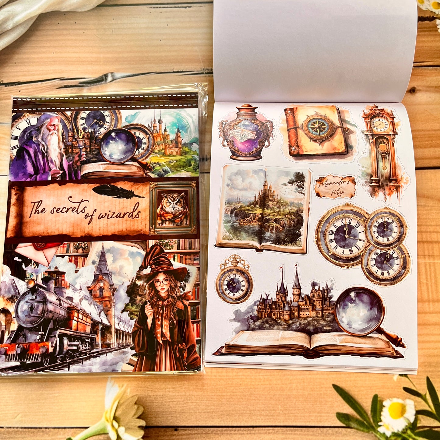 20 Sheets Vintage Magic Character Flower Fairy Tale Landscaping Sticker Book