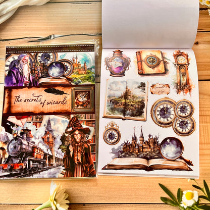 20 Sheets Vintage Magic Character Flower Fairy Tale Landscaping Sticker Book