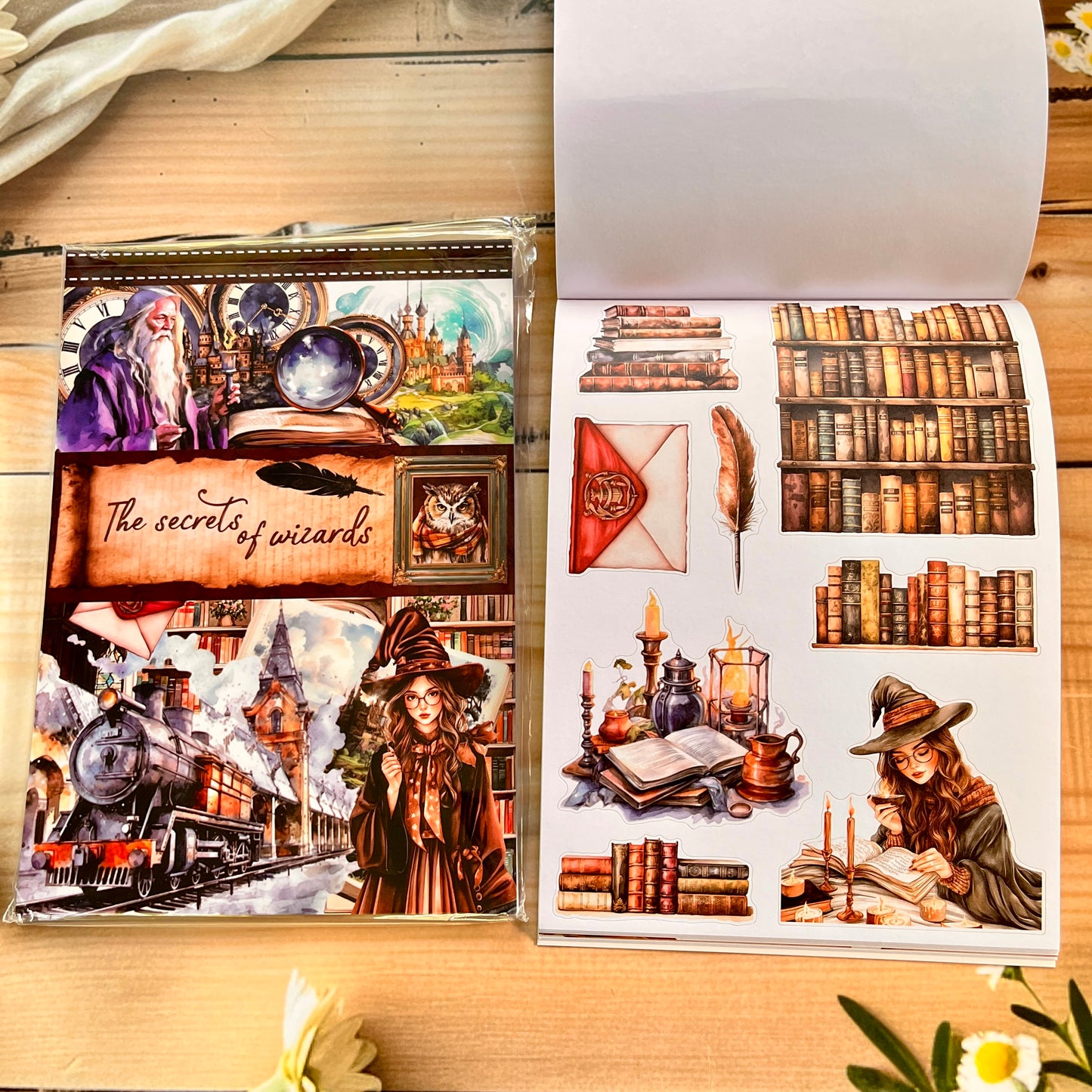 20 Sheets Vintage Magic Character Flower Fairy Tale Landscaping Sticker Book