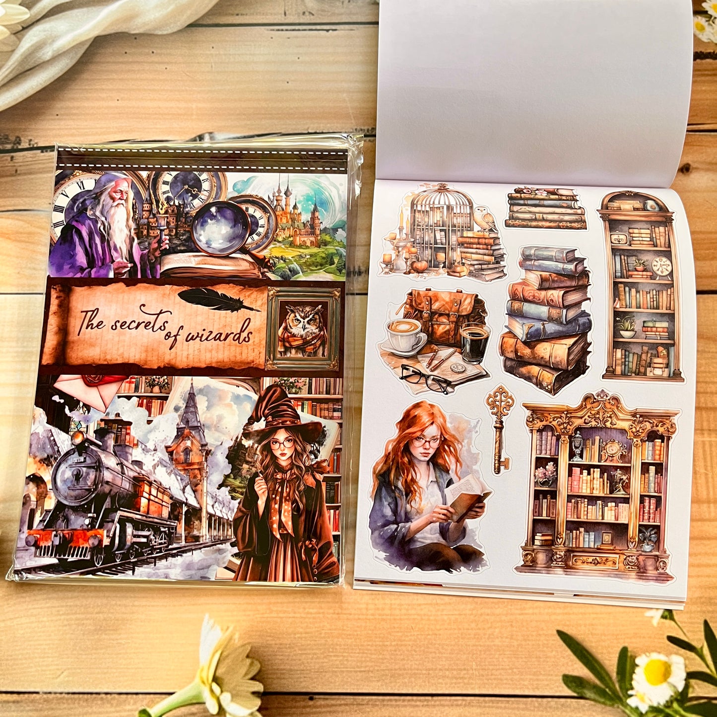 20 Sheets Vintage Magic Character Flower Fairy Tale Landscaping Sticker Book