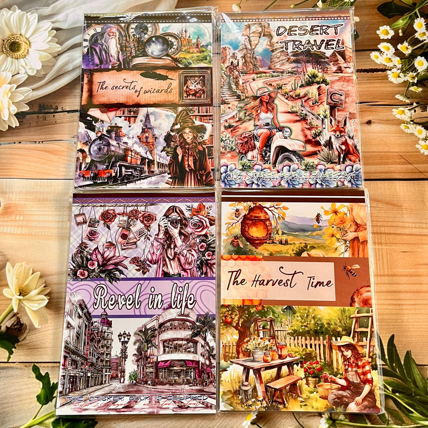 20 Sheets Vintage Magic Character Flower Fairy Tale Landscaping Sticker Book