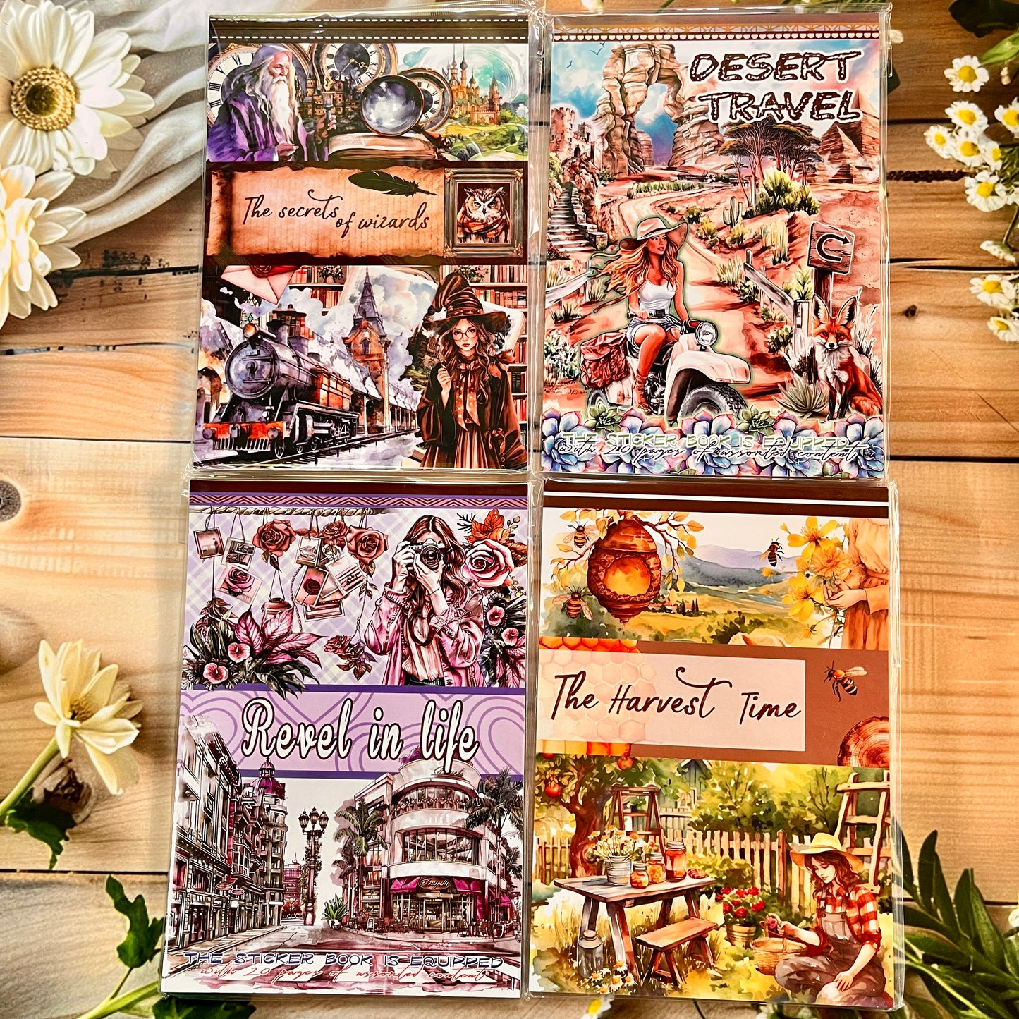 20 Sheets Vintage Magic Character Flower Fairy Tale Landscaping Sticker Book
