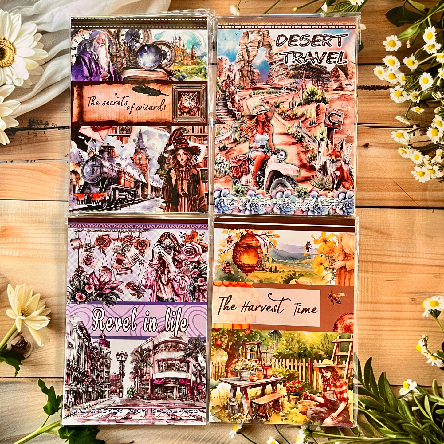 20 Sheets Vintage Magic Character Flower Fairy Tale Landscaping Sticker Book