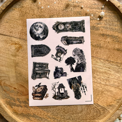 3 Sheets Haunted House Character Die cut Sticker Sheets