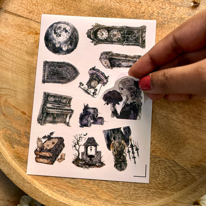3 Sheets Haunted House Character Die cut Sticker Sheets