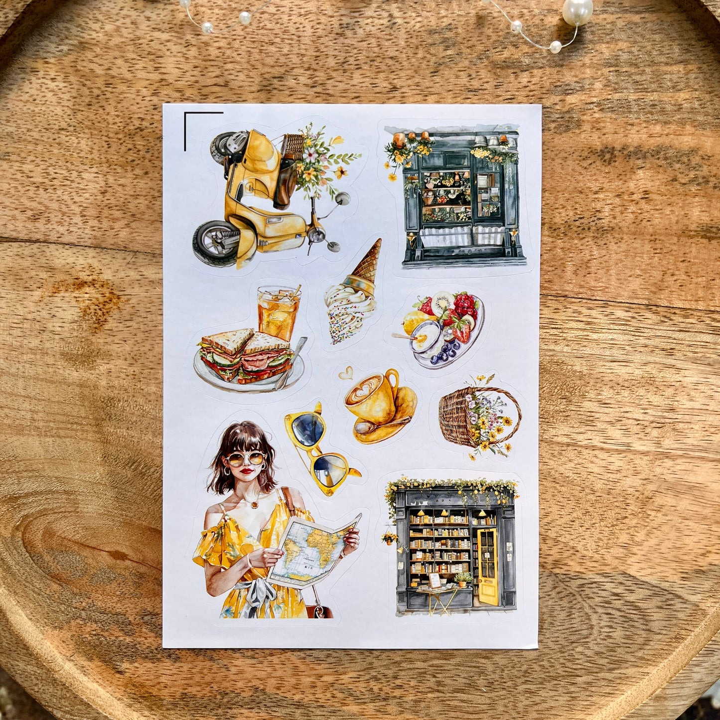 3 Sheets Cities in Summer Yellow Lover Die cut Stickers