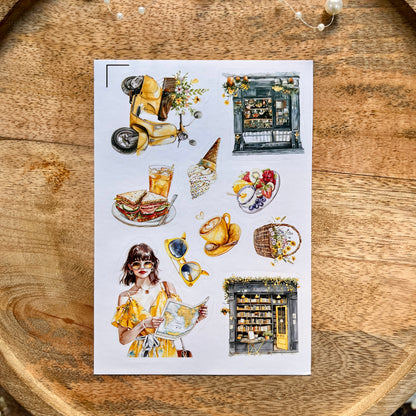 3 Sheets Cities in Summer Yellow Lover Die cut Stickers