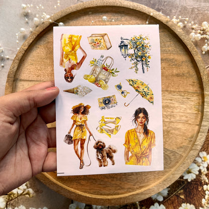 3 Sheets Cities in Summer Yellow Lover Die cut Stickers