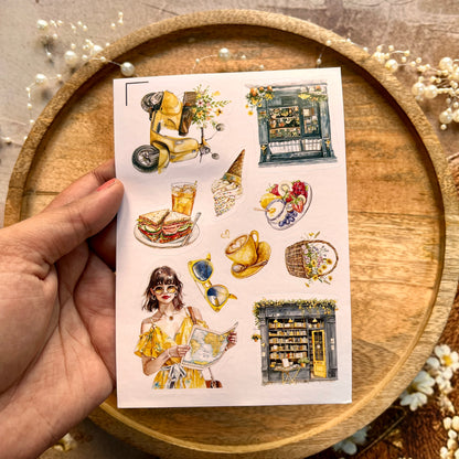 3 Sheets Cities in Summer Yellow Lover Die cut Stickers