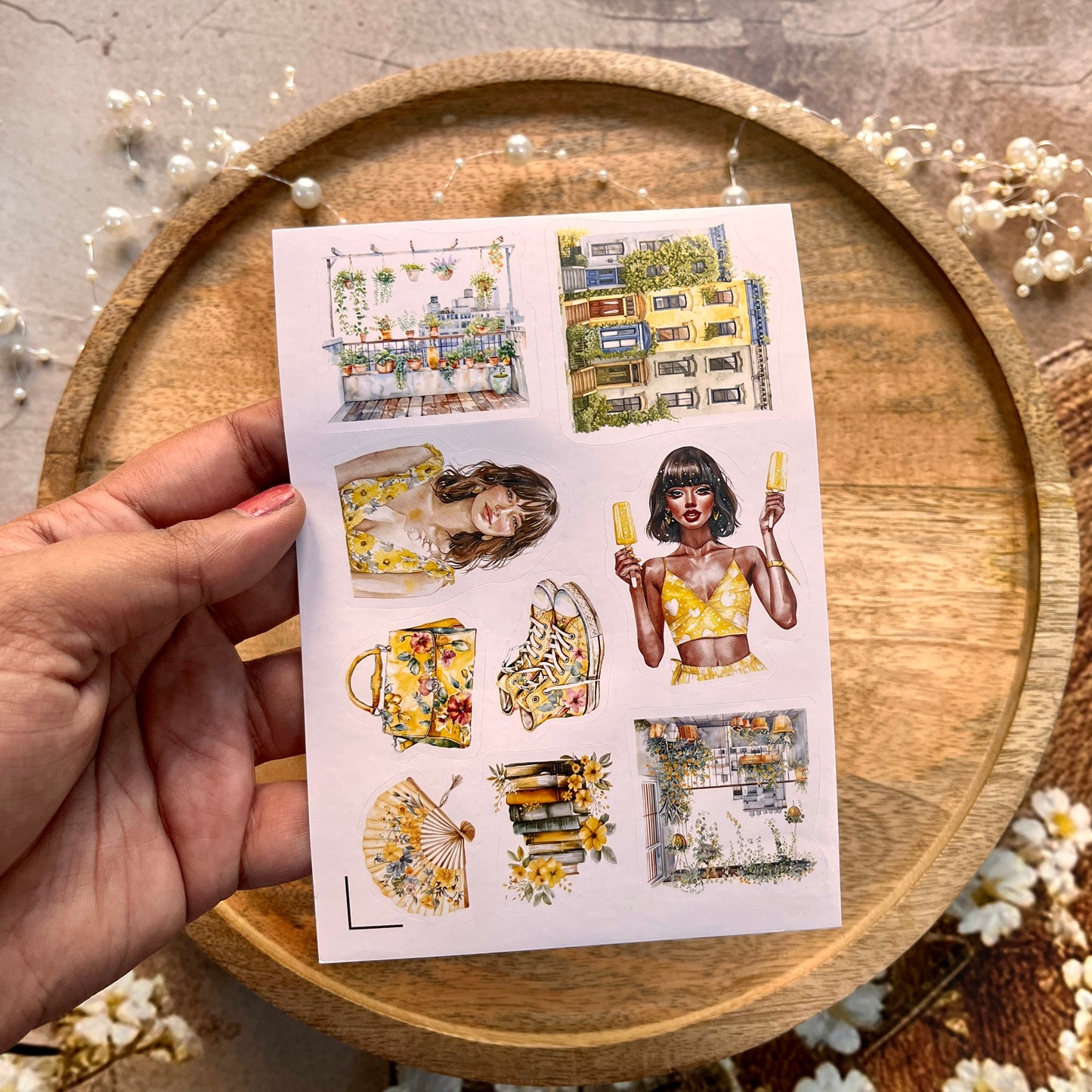 3 Sheets Cities in Summer Yellow Lover Die cut Stickers