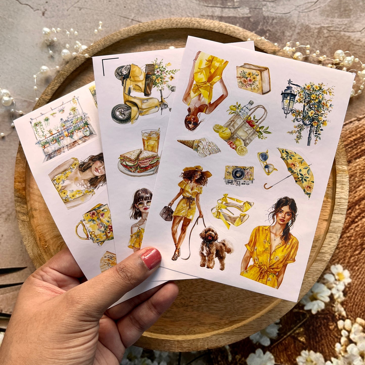 3 Sheets Cities in Summer Yellow Lover Die cut Stickers