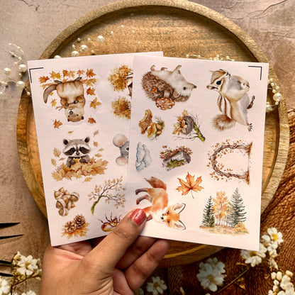 4 Sheets Fox and Forest Animals Autumn in the forest Sticker Sheets