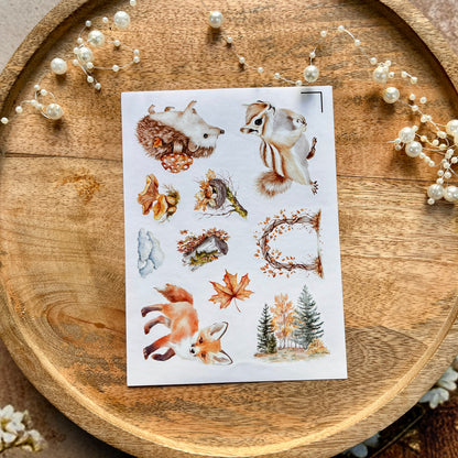 4 Sheets Fox and Forest Animals Autumn in the forest Sticker Sheets