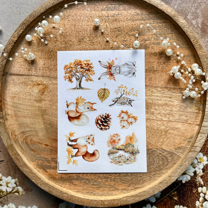4 Sheets Fox and Forest Animals Autumn in the forest Sticker Sheets