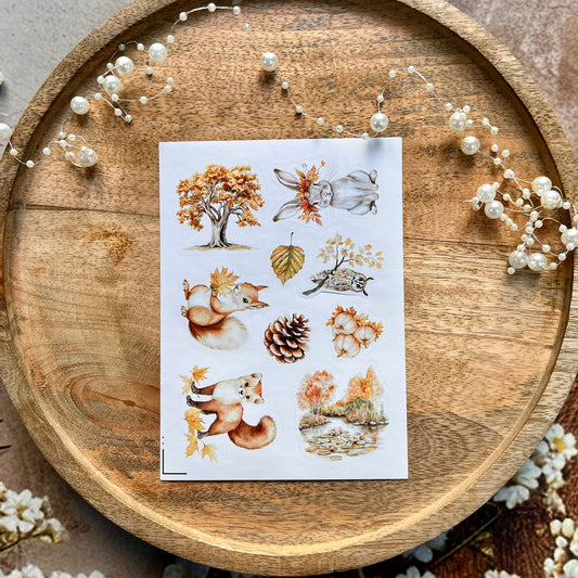 4 Sheets Fox and Forest Animals Autumn in the forest Sticker Sheets