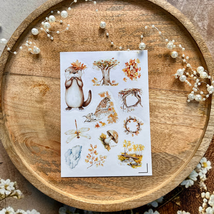 4 Sheets Fox and Forest Animals Autumn in the forest Sticker Sheets