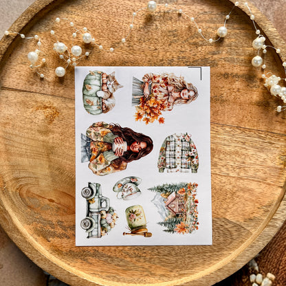 4 Sheets Mint green Lovely Autumn Sticker Sheets