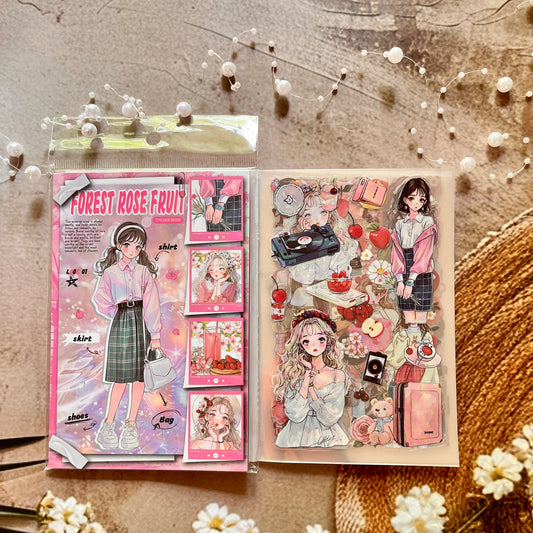 20 Sheets Flower Shadow and Poem Character Sticker Book